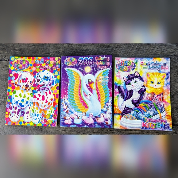 2014 LISA FRANK Coloring Books Lot Coloring Activity Pages w Stickers Lot of 3 - Picture 1 of 4